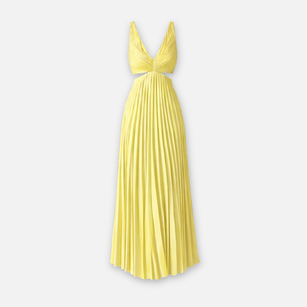 Folded midi dress with V-neck for women – Luvande