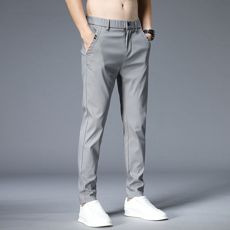 Pantalones ajustados de pierna recta con cinturilla para hombre