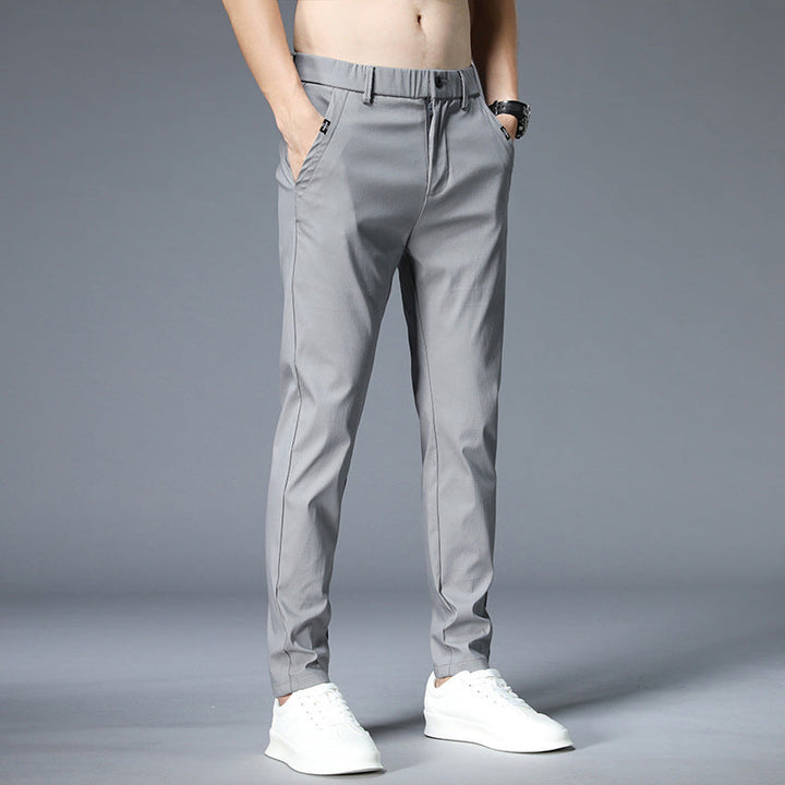 Pantalones ajustados de pierna recta con cinturilla para hombre