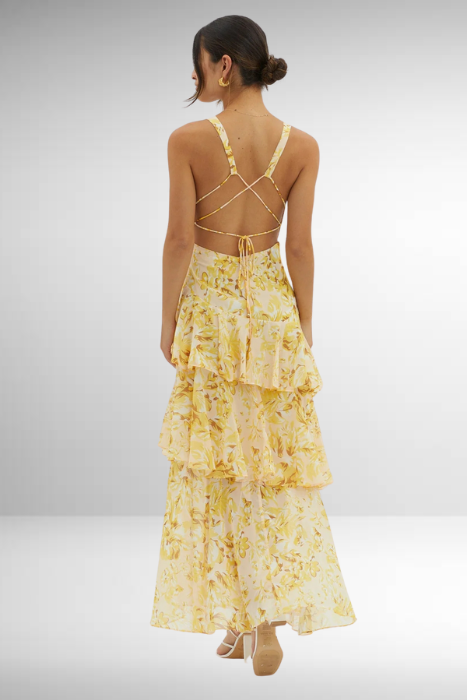 Luftiges Chiffon Maxikleid mit Blumenmuster für Damen
