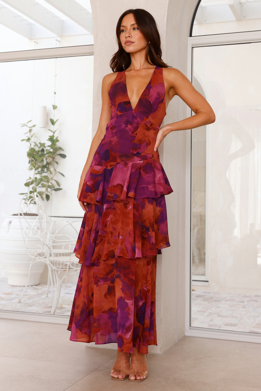 Luftiges Chiffon Maxikleid mit Blumenmuster für Damen