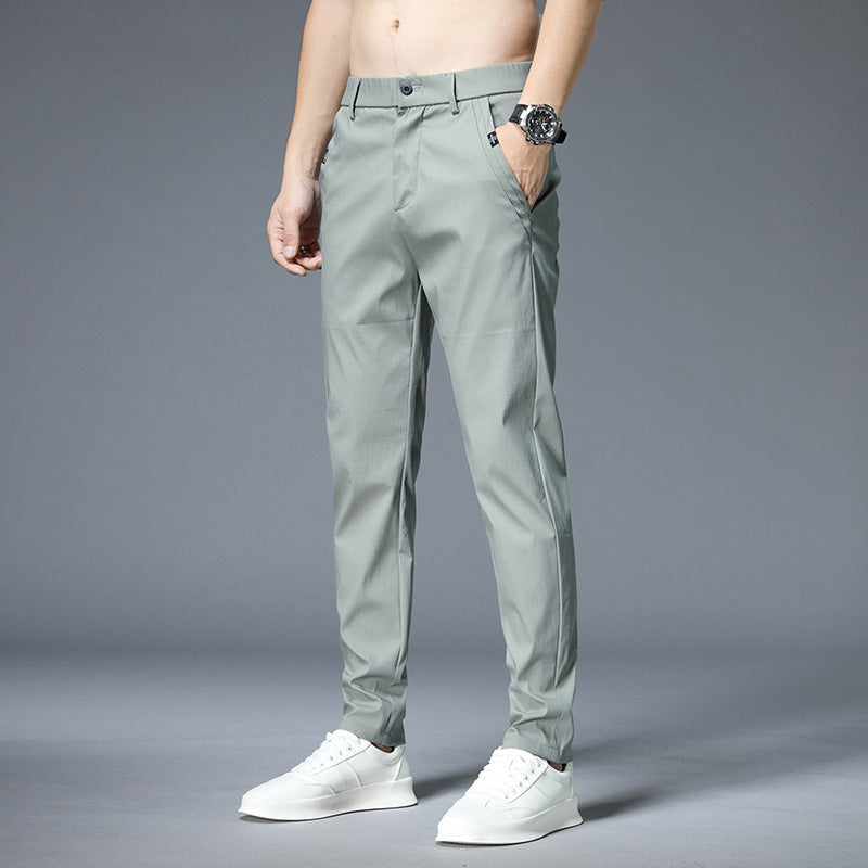 Pantalones ajustados de pierna recta con cinturilla para hombre