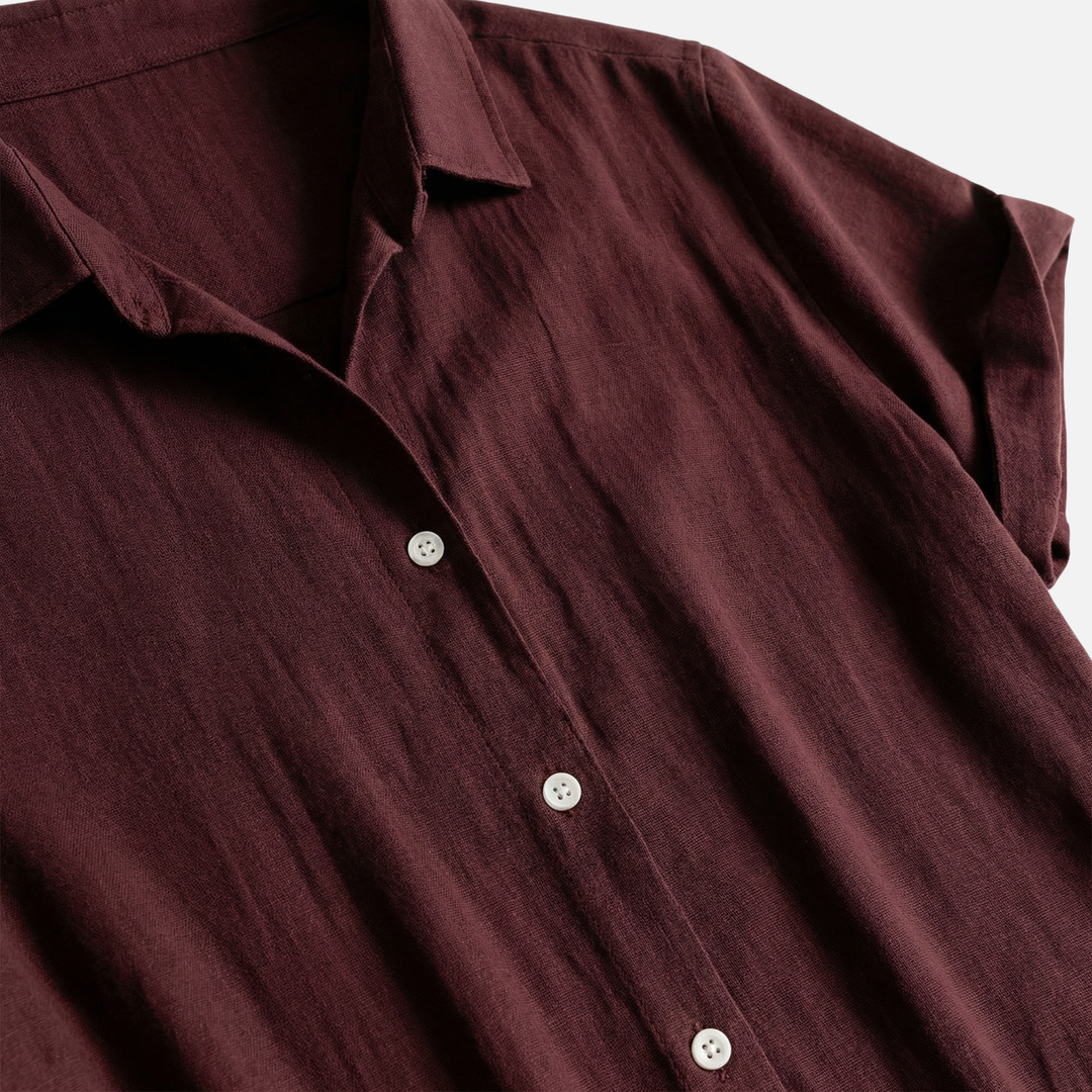 Lightweight casual linen set for men with button placket and pockets