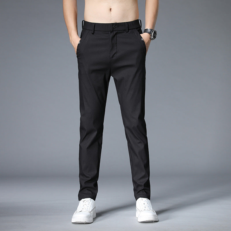 Pantalones ajustados de pierna recta con cinturilla para hombre