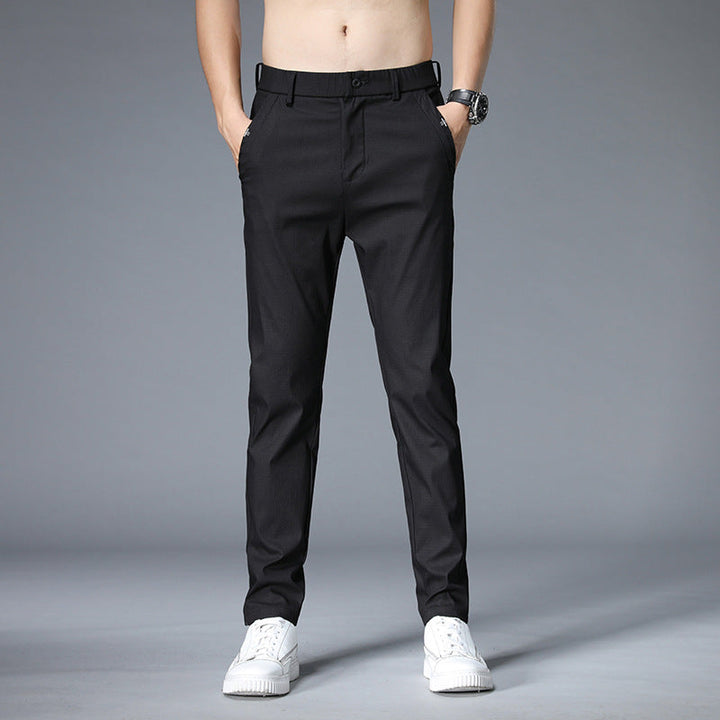 Pantalones ajustados de pierna recta con cinturilla para hombre