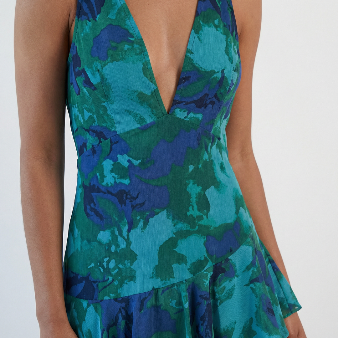 Luftiges Chiffon Maxikleid mit Blumenmuster für Damen