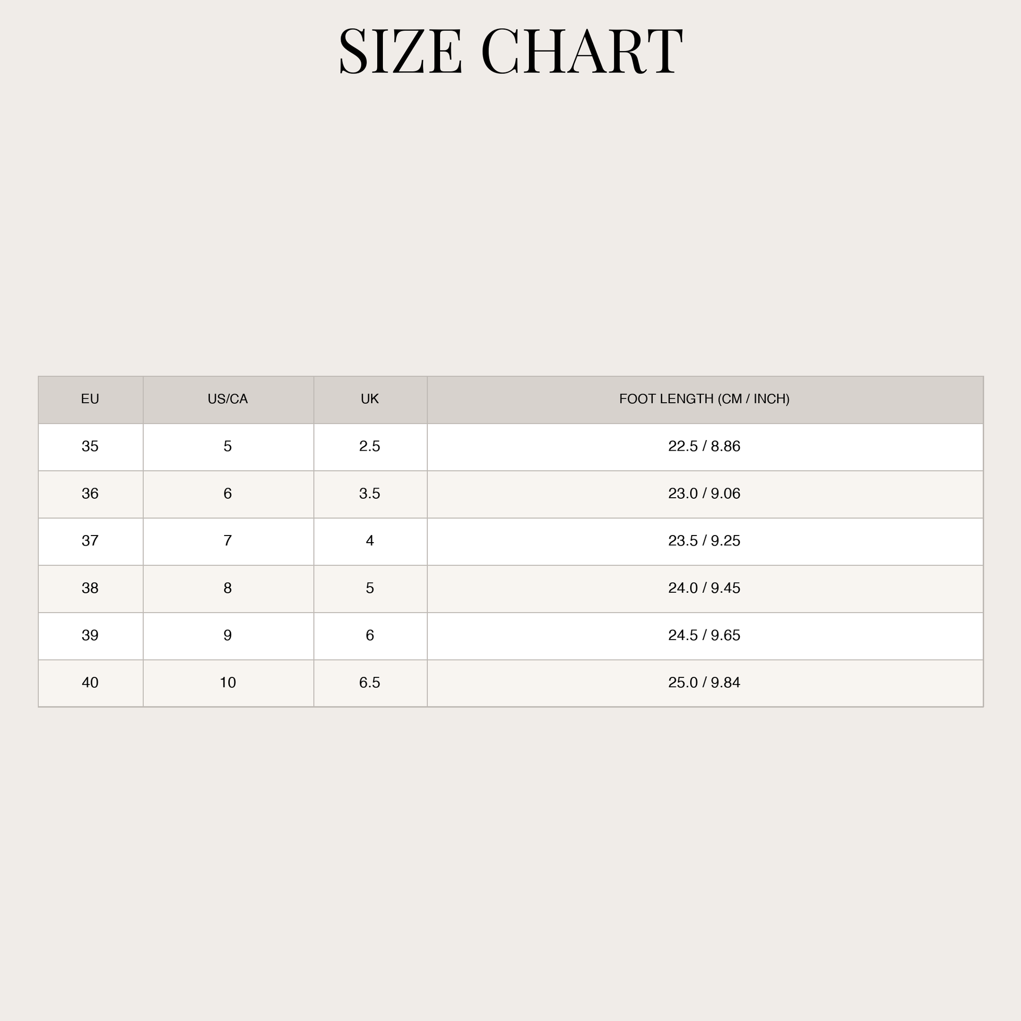 Size chart