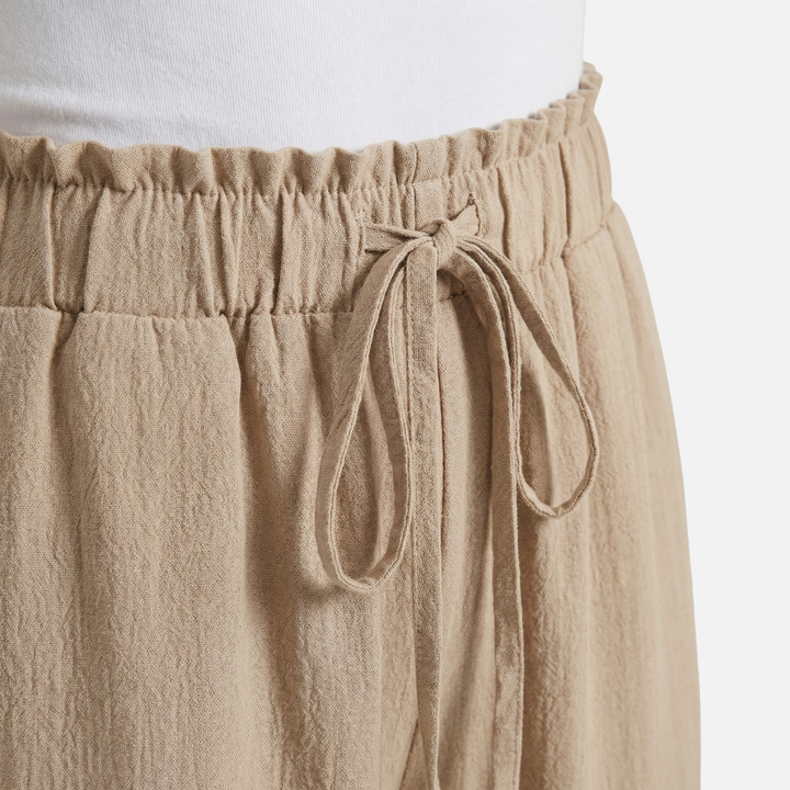 Breathable summer linen pants – wide leg with drawstring for women