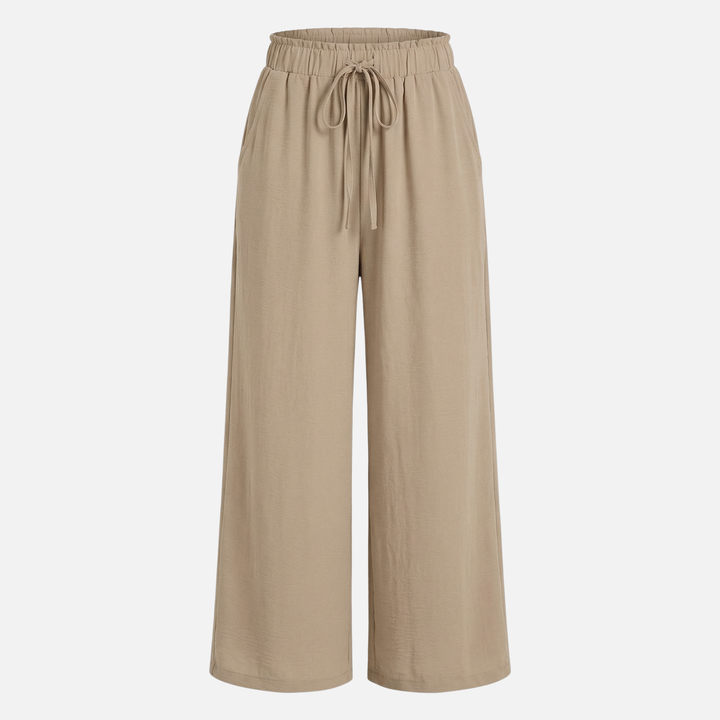 Breathable summer linen pants – wide leg with drawstring for women