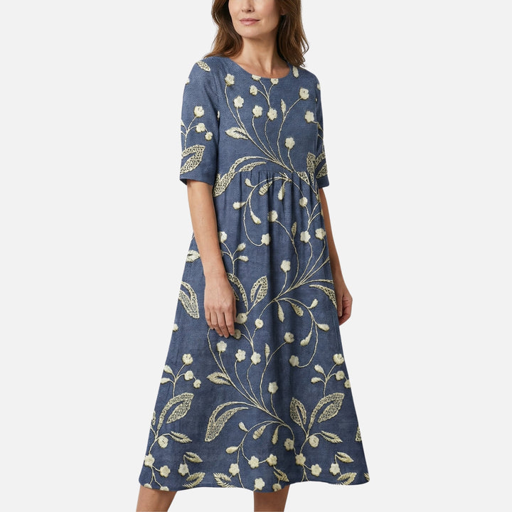 Baumwoll-Maxikleid mit Raffdetail für Damen