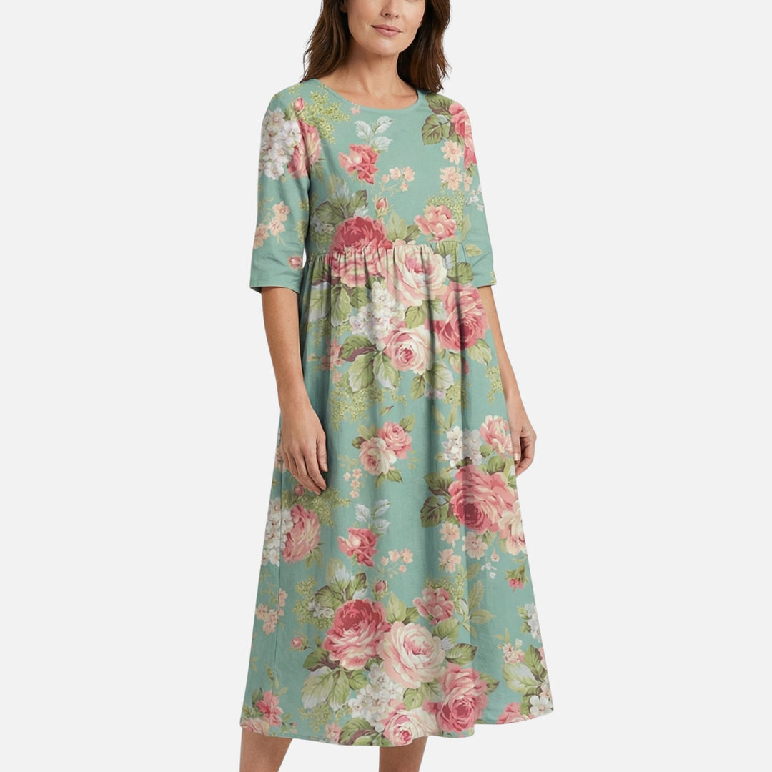 Baumwoll-Maxikleid mit Raffdetail für Damen