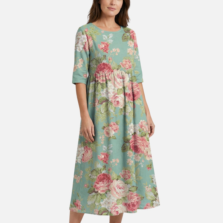 Baumwoll-Maxikleid mit Raffdetail für Damen