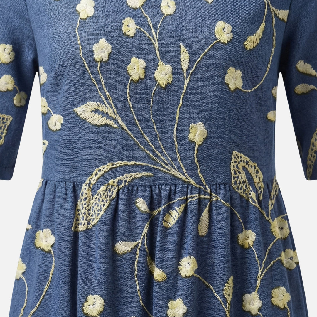 Baumwoll-Maxikleid mit Raffdetail für Damen