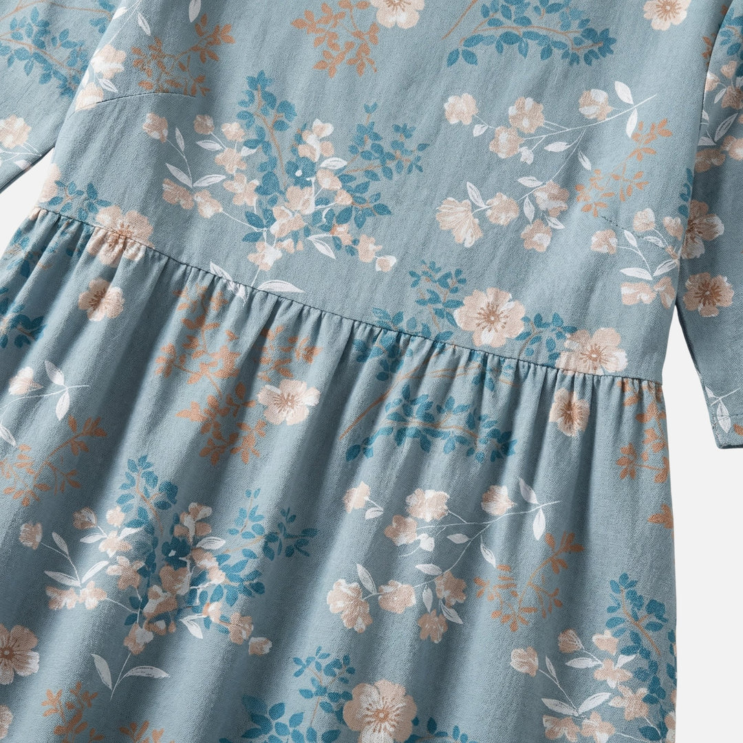 Baumwoll-Maxikleid mit Raffdetail für Damen
