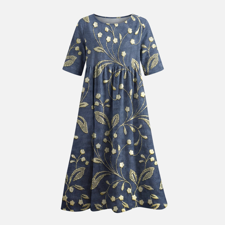 Baumwoll-Maxikleid mit Raffdetail für Damen