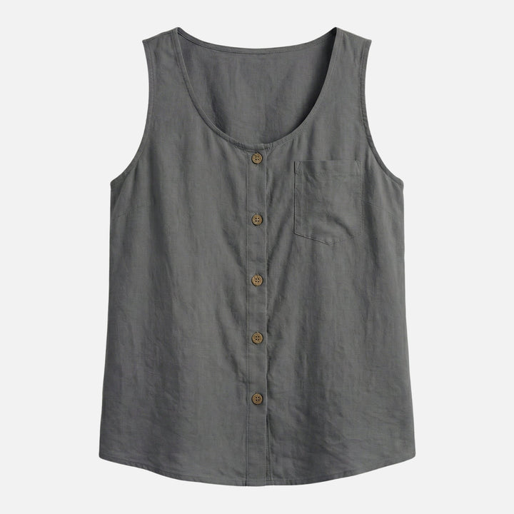 Top de algodón sin mangas, corte holgado para mujer