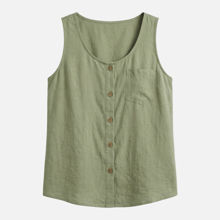 Top de algodón sin mangas, corte holgado para mujer