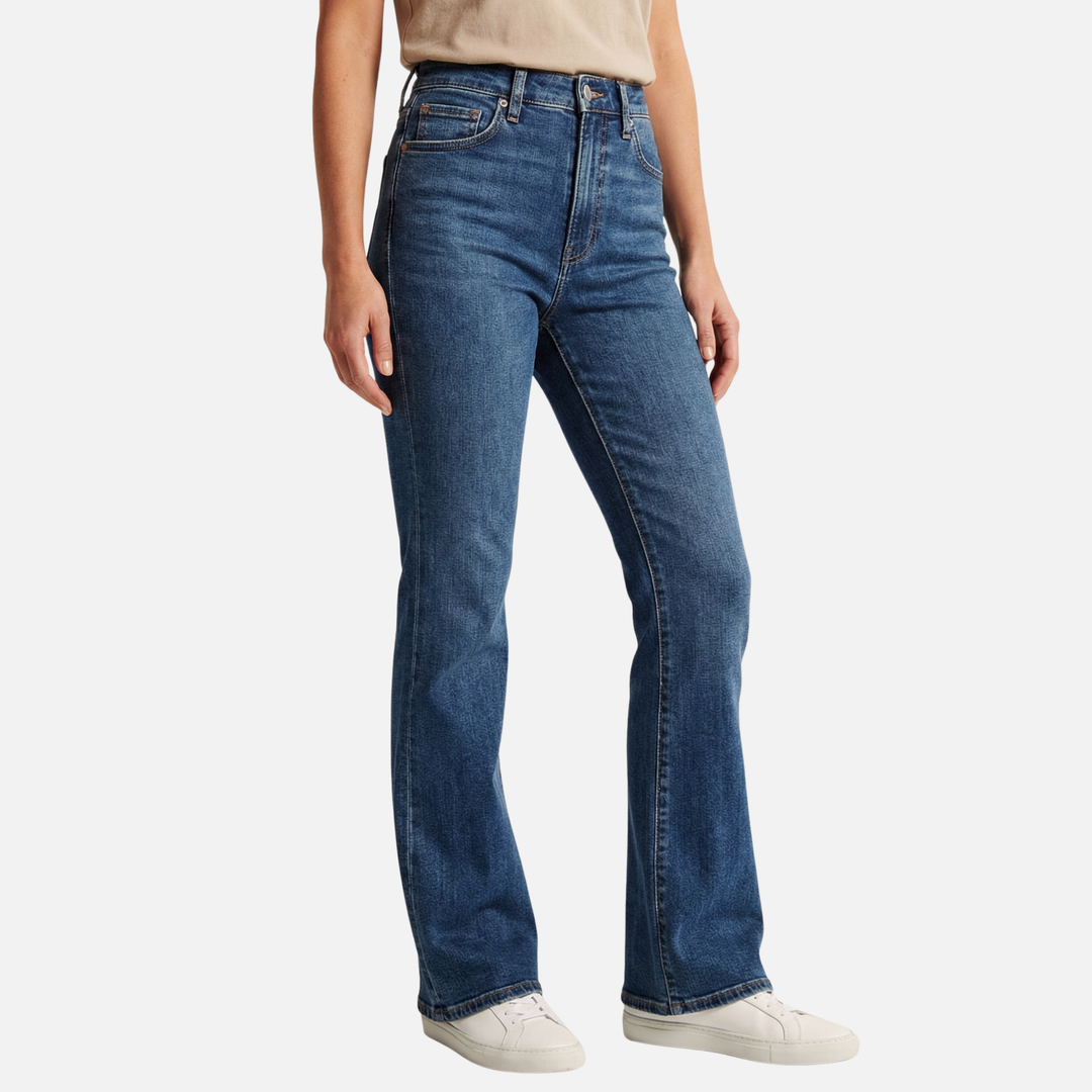 Comfortable denim flared jeans – high waist for women