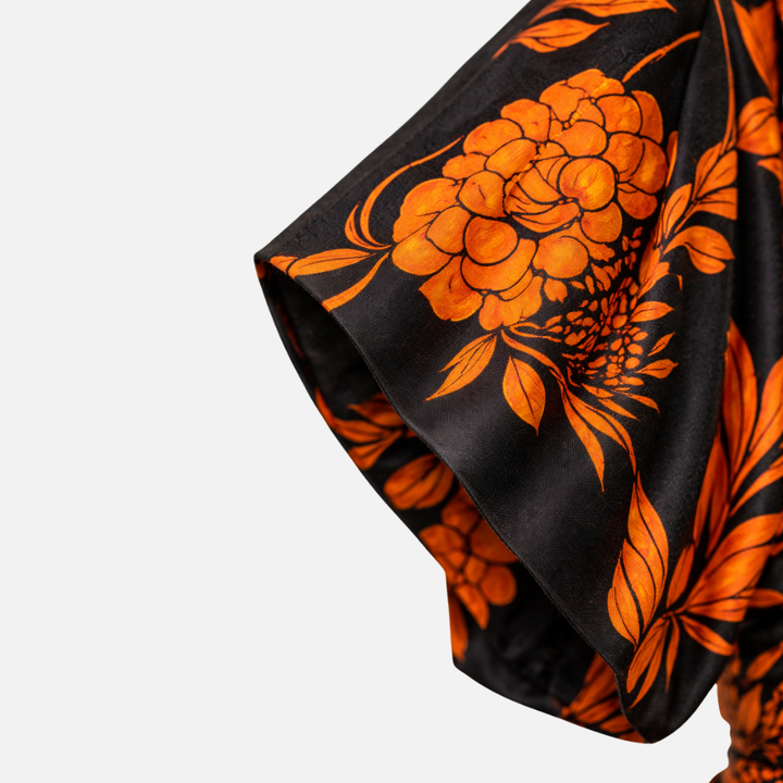 Abito maxi monospalla floreale con spacco laterale per donna