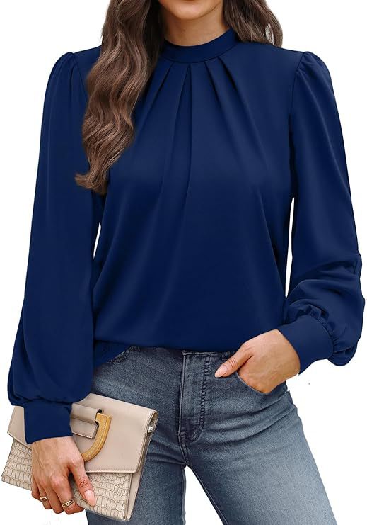 Bluse_fuer_Damen_Rundhalsausschnitt_mit_Puffaermeln_1