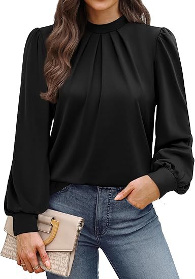 Bluse_fuer_Damen_Rundhalsausschnitt_mit_Puffaermeln_3