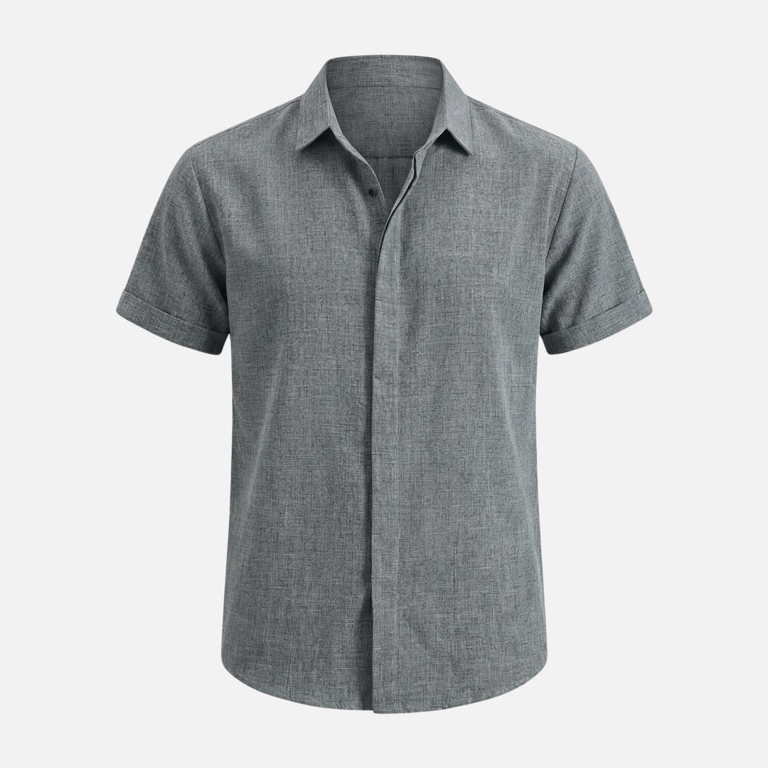 Camicia in lino traspirante con colletto classico da uomo
