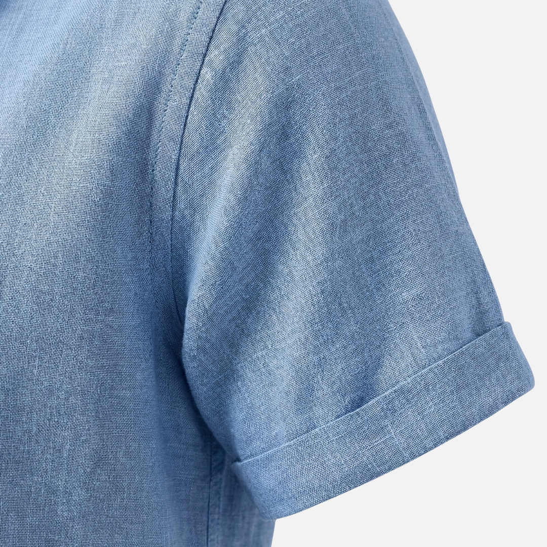 Camicia in lino traspirante con colletto classico da uomo