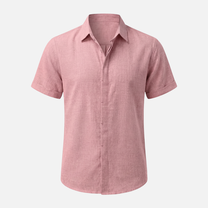 Camicia in lino traspirante con colletto classico da uomo