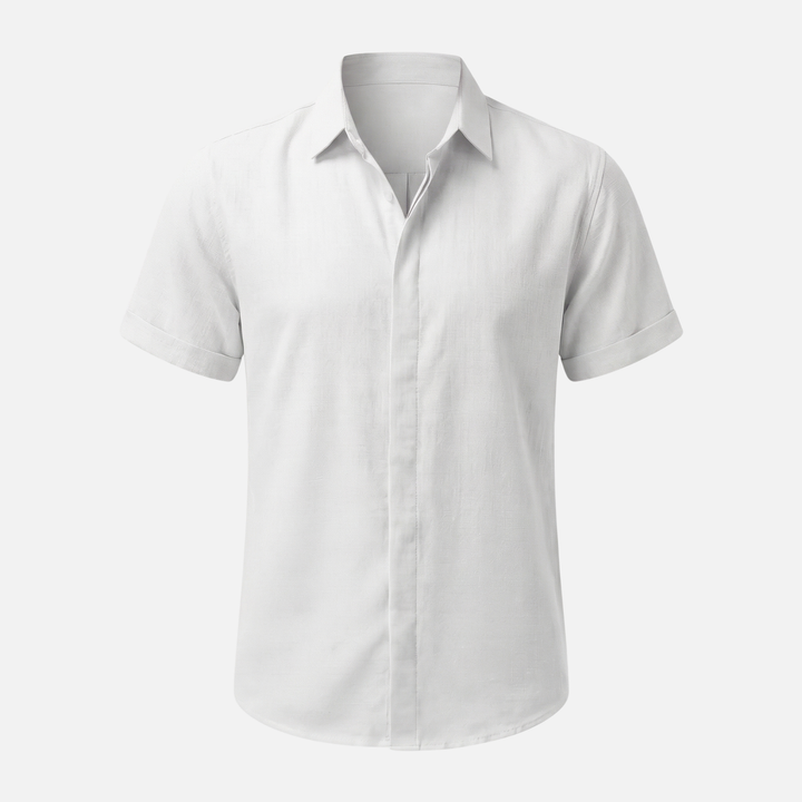 Camicia in lino traspirante con colletto classico da uomo