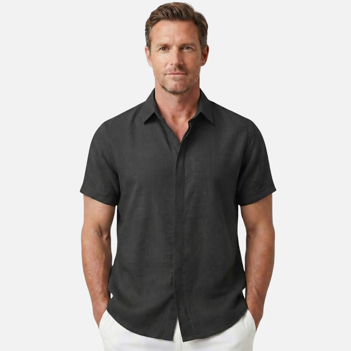 Camicia in lino traspirante con colletto classico da uomo