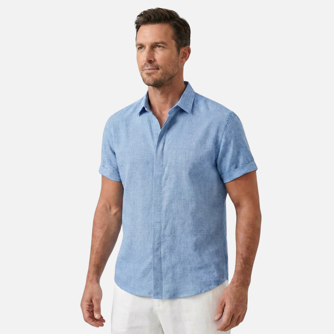 Camicia in lino traspirante con colletto classico da uomo