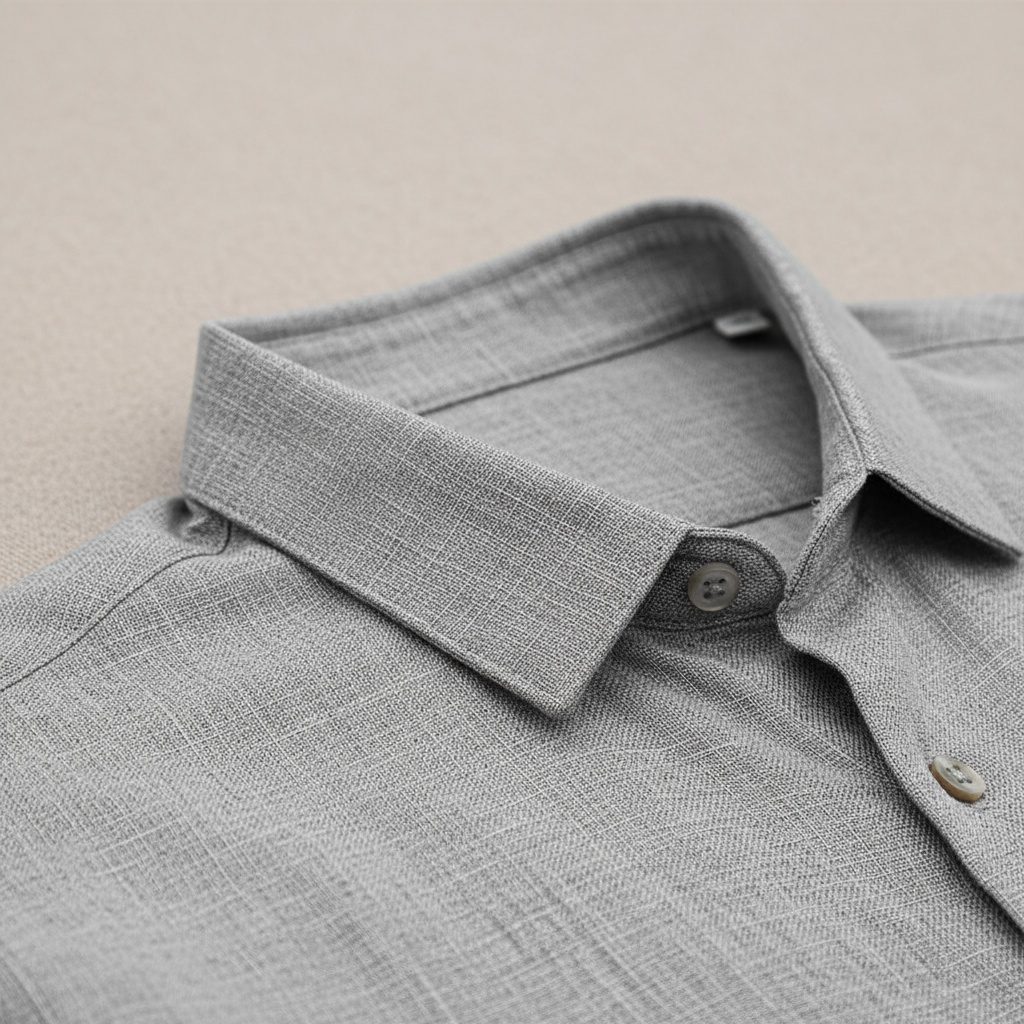 Camicia in lino traspirante con colletto classico da uomo