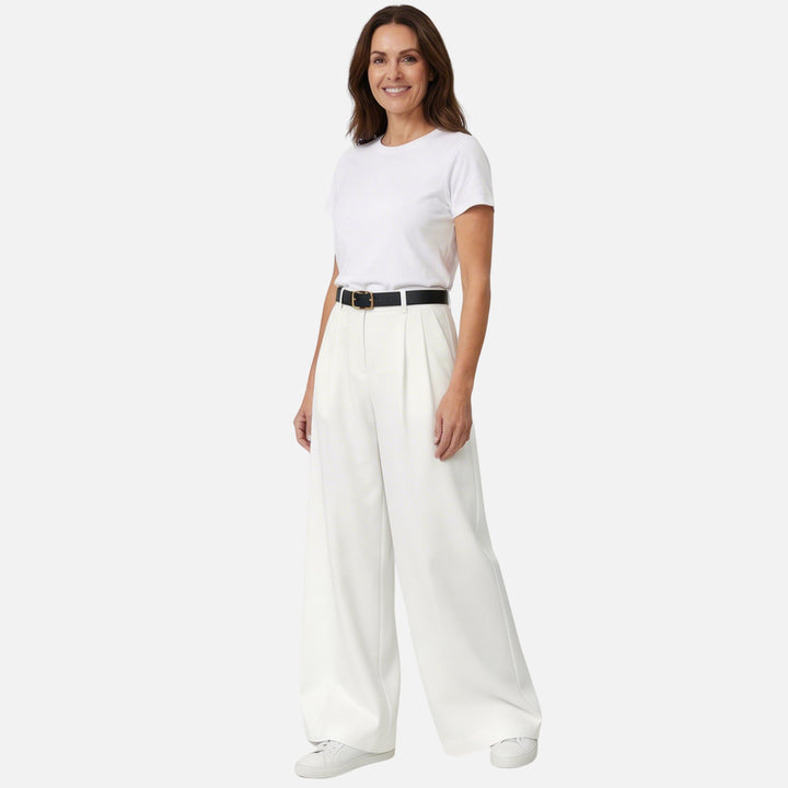Pantaloni da lavoro con pieghe e taglio ampio da donna