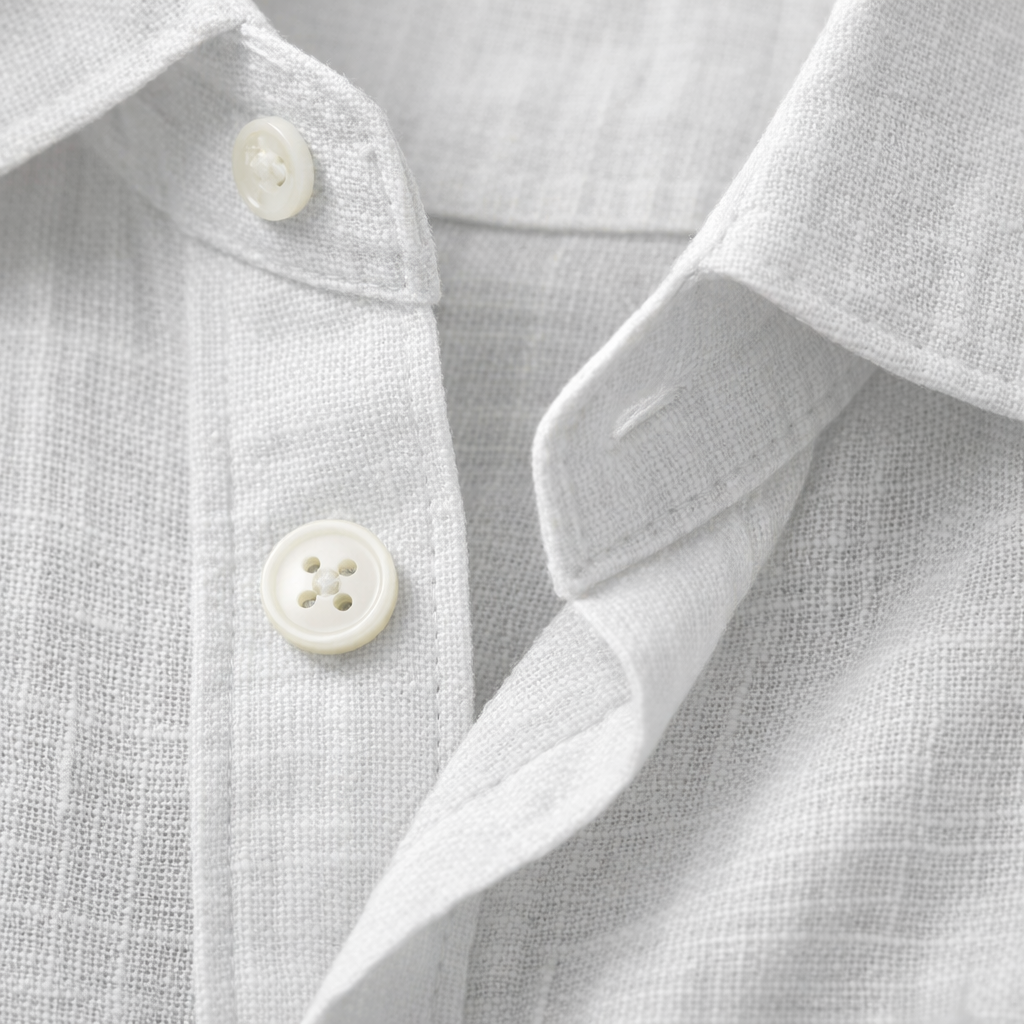 Linen shirt with button placket and roll-up sleeves for men