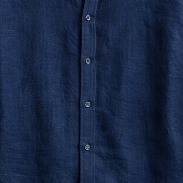 Linen shirt with button placket and roll-up sleeves for men