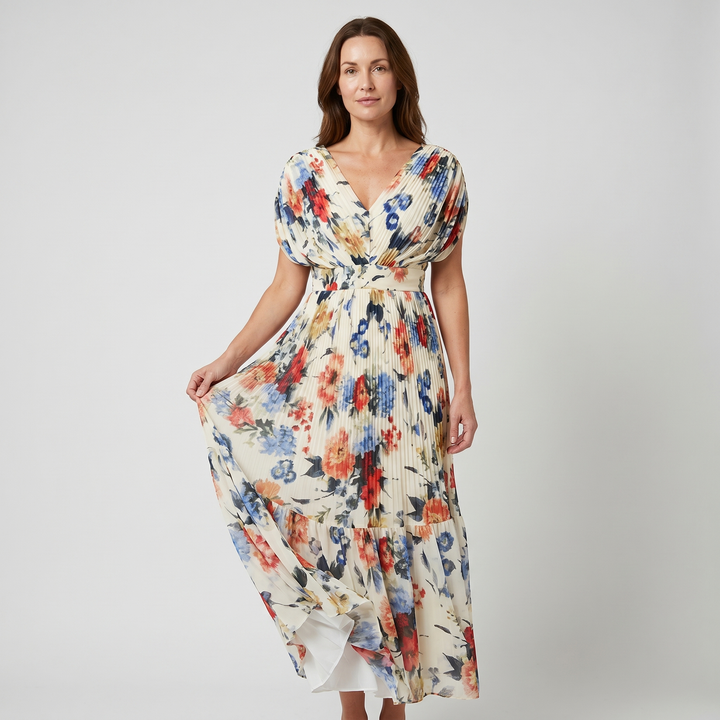 Rochie maxi elegantă din șifon cu flori pentru femei