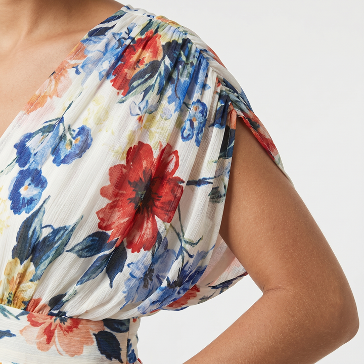 Rochie maxi elegantă din șifon cu flori pentru femei