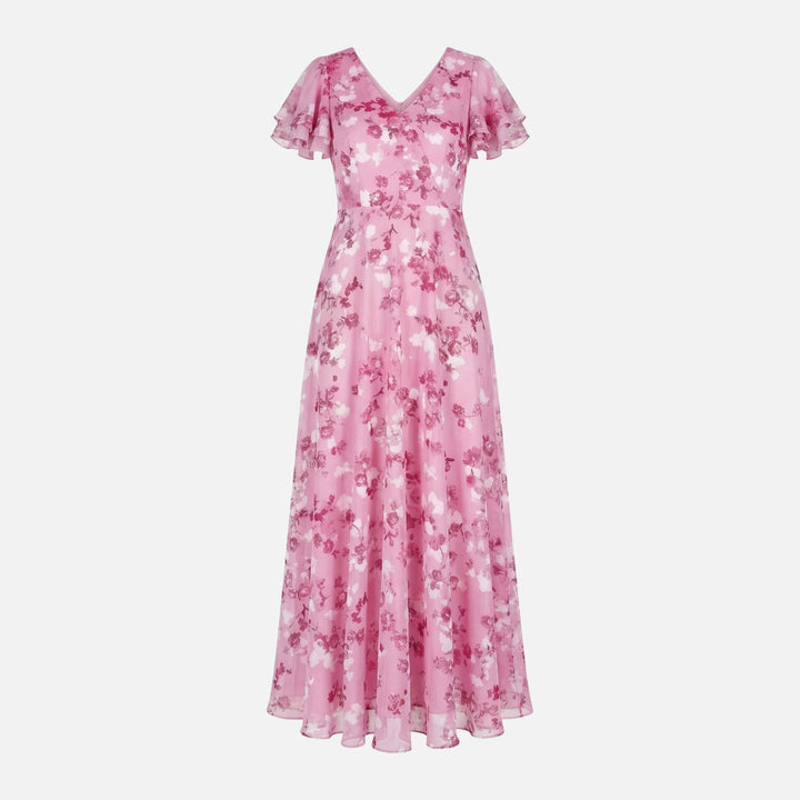 Abito incrociato in chiffon a linea A con scollo a V da donna