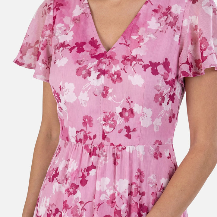 Abito incrociato in chiffon a linea A con scollo a V da donna