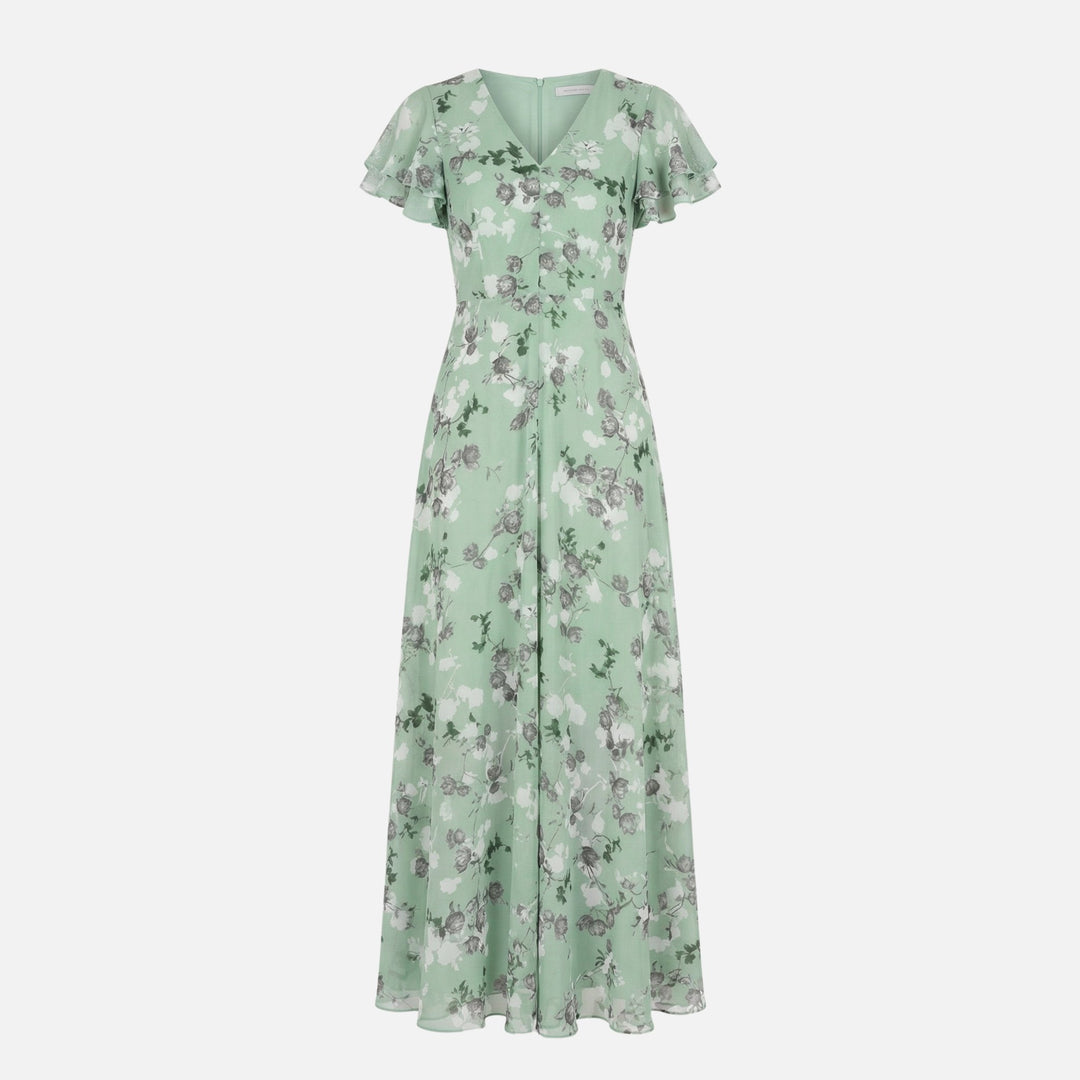 Abito incrociato in chiffon a linea A con scollo a V da donna