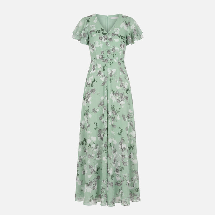 Abito incrociato in chiffon a linea A con scollo a V da donna