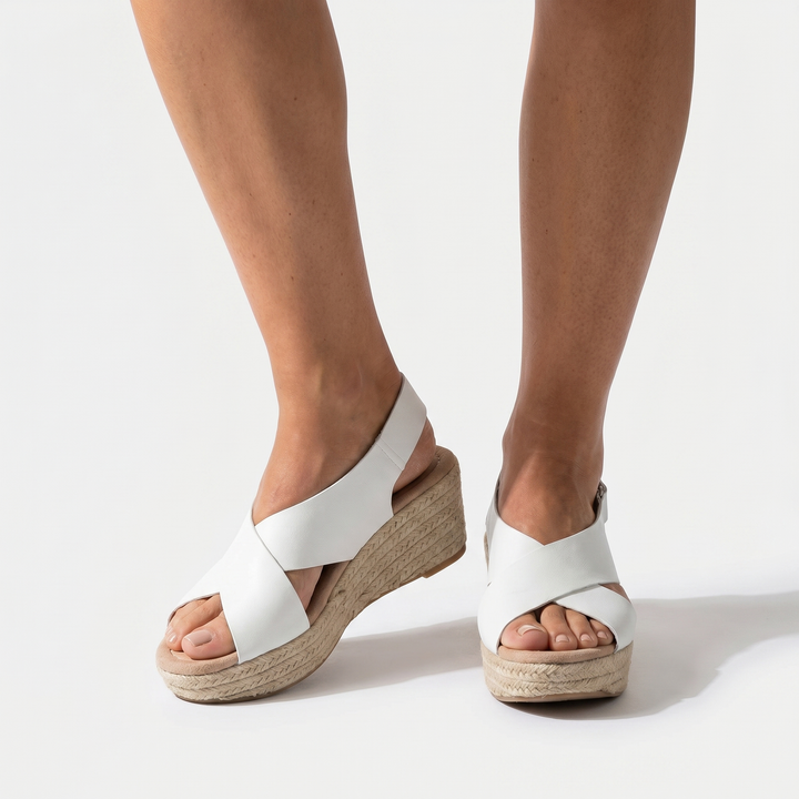 Espadrillas con zeppa e cinturini incrociati da donna