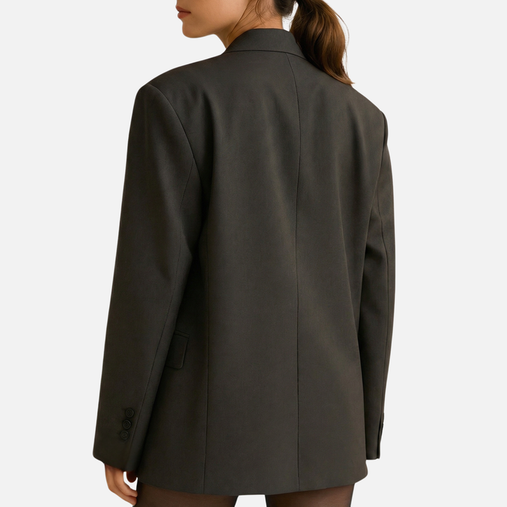 Blazer oversize in tessuto a trama con tasche frontali da donna