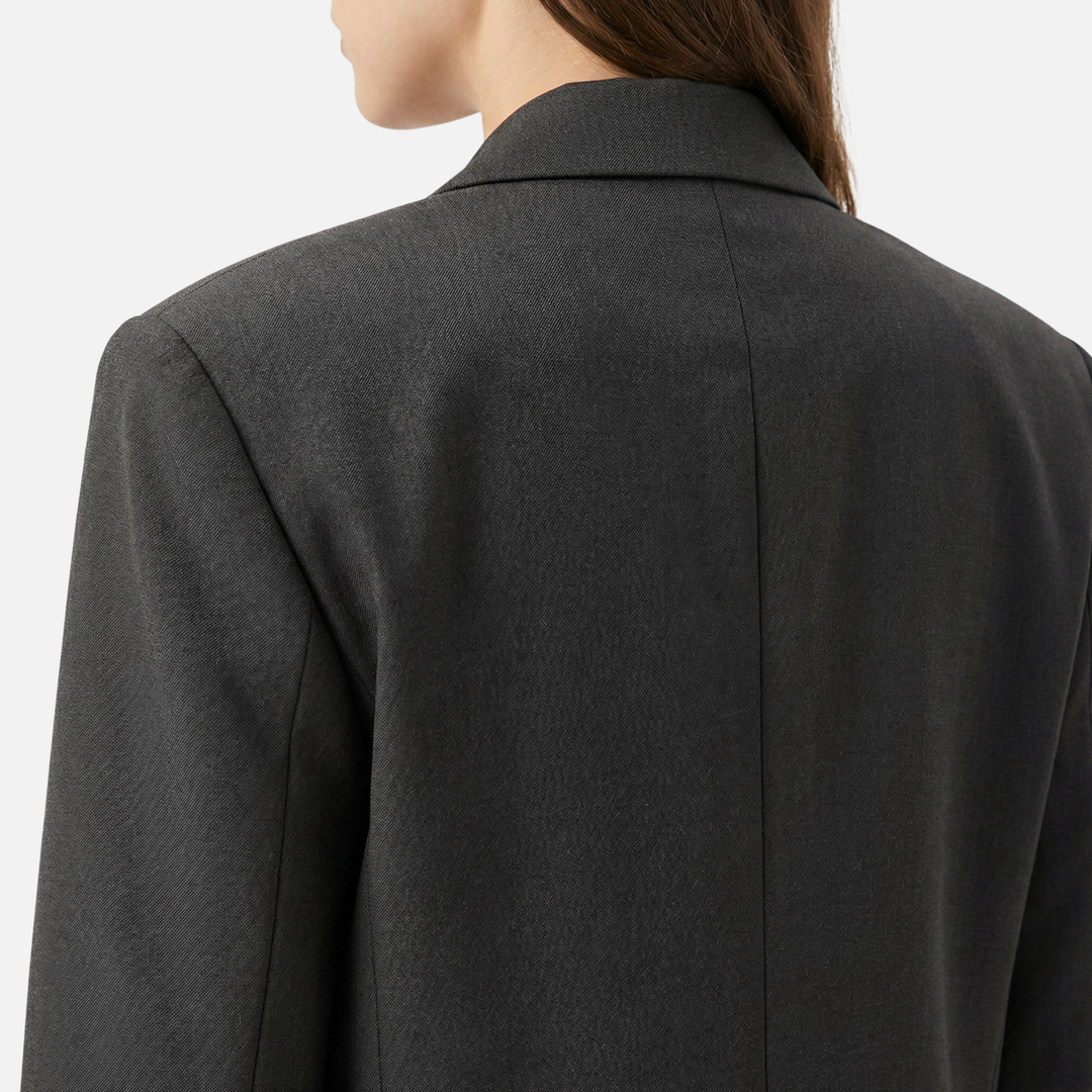 Blazer oversize in tessuto a trama con tasche frontali da donna