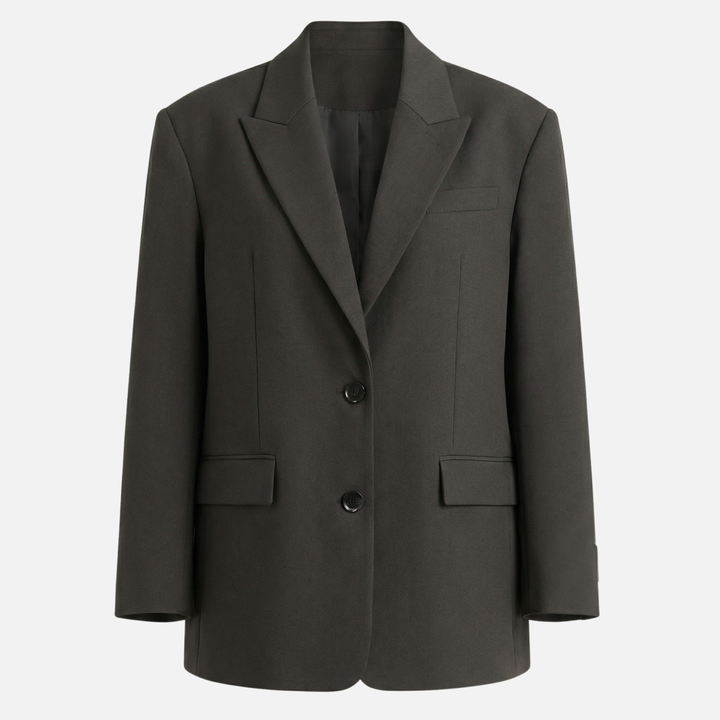 Blazer oversize in tessuto a trama con tasche frontali da donna