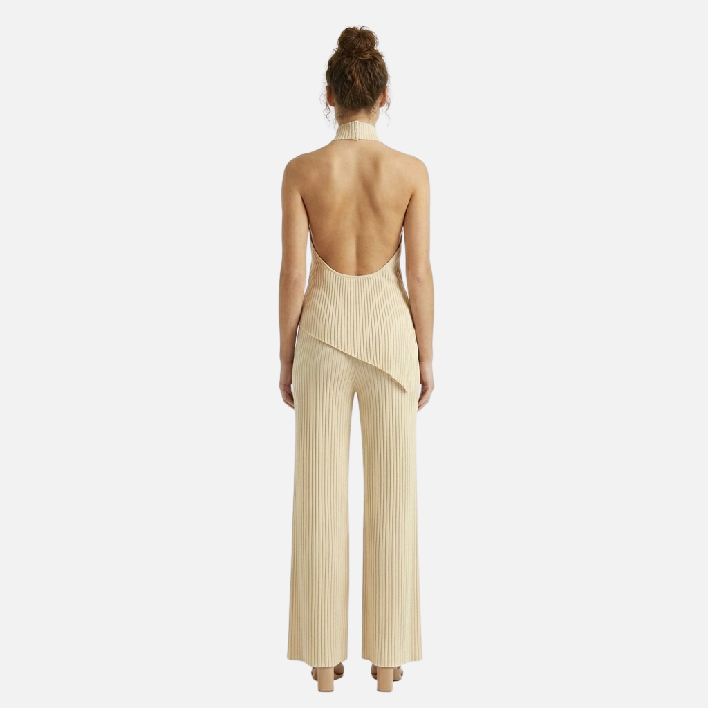 Set aus leichtem Plissee mit weiter Hose und Halterneck-Top für Damen
