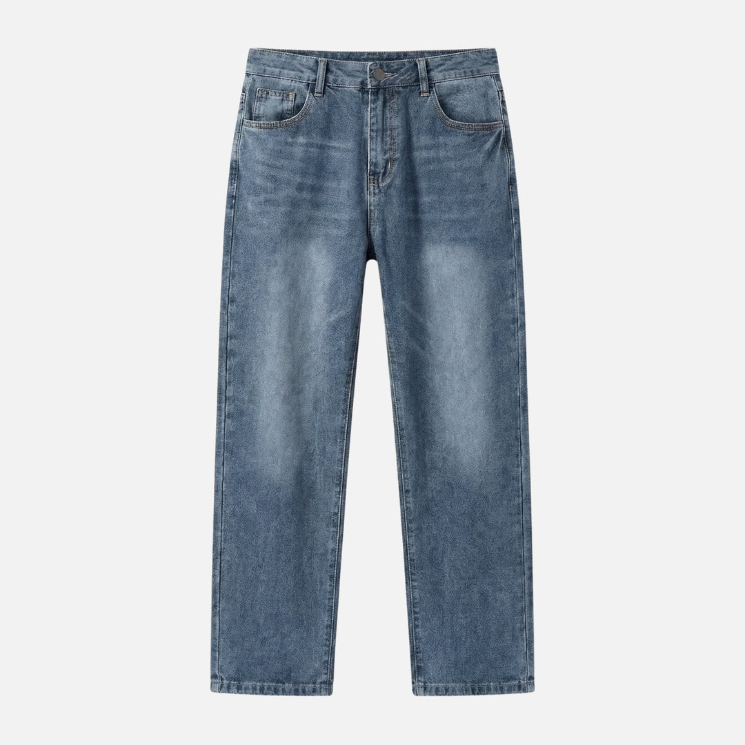 Jeans in denim a taglio dritto con lavaggio casual da uomo