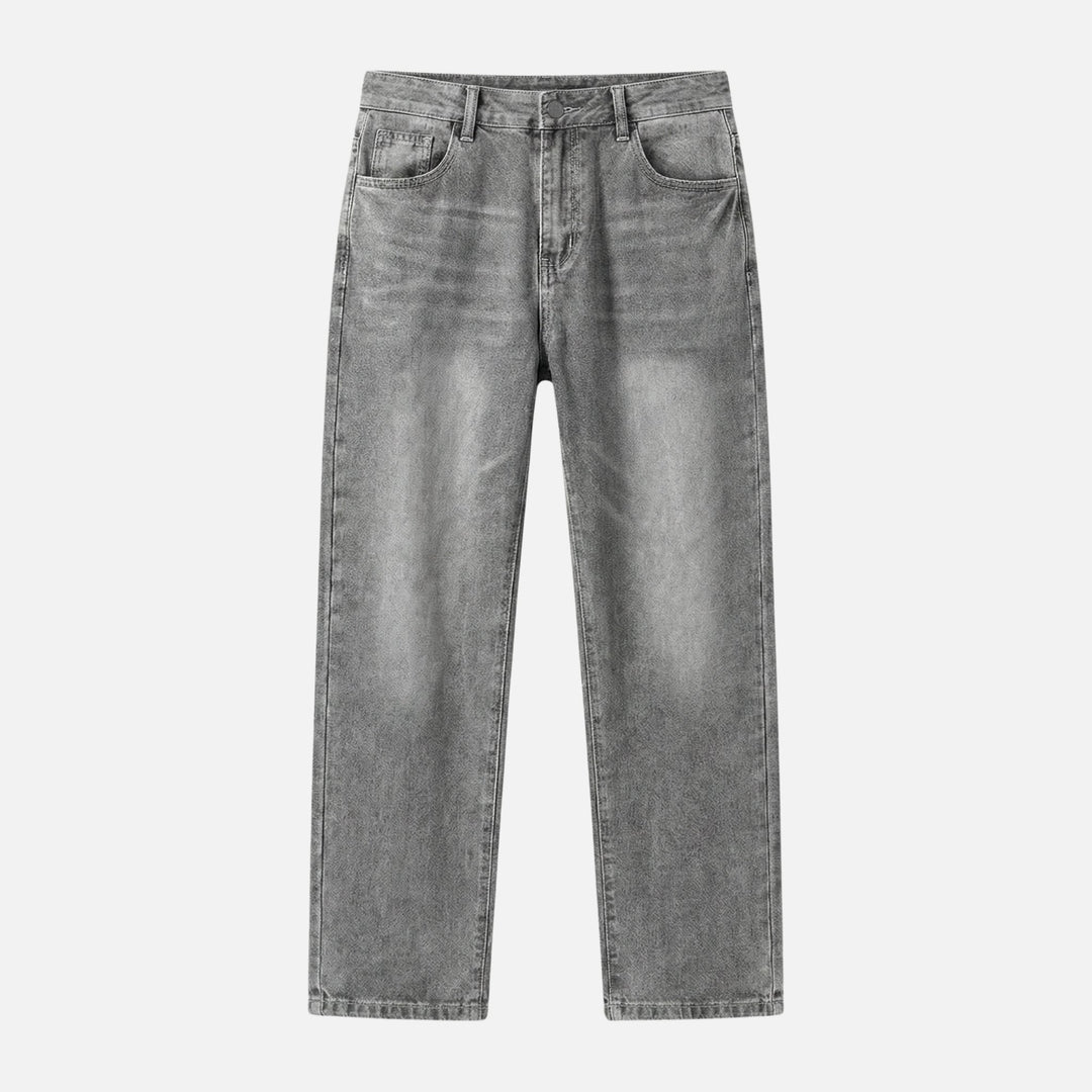 Jeans in denim a taglio dritto con lavaggio casual da uomo