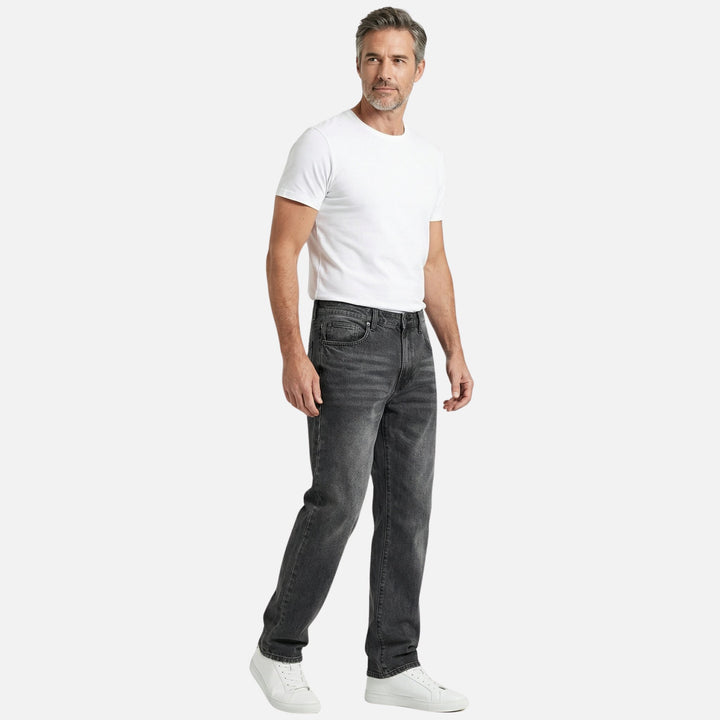 Jeans in denim a taglio dritto con lavaggio casual da uomo