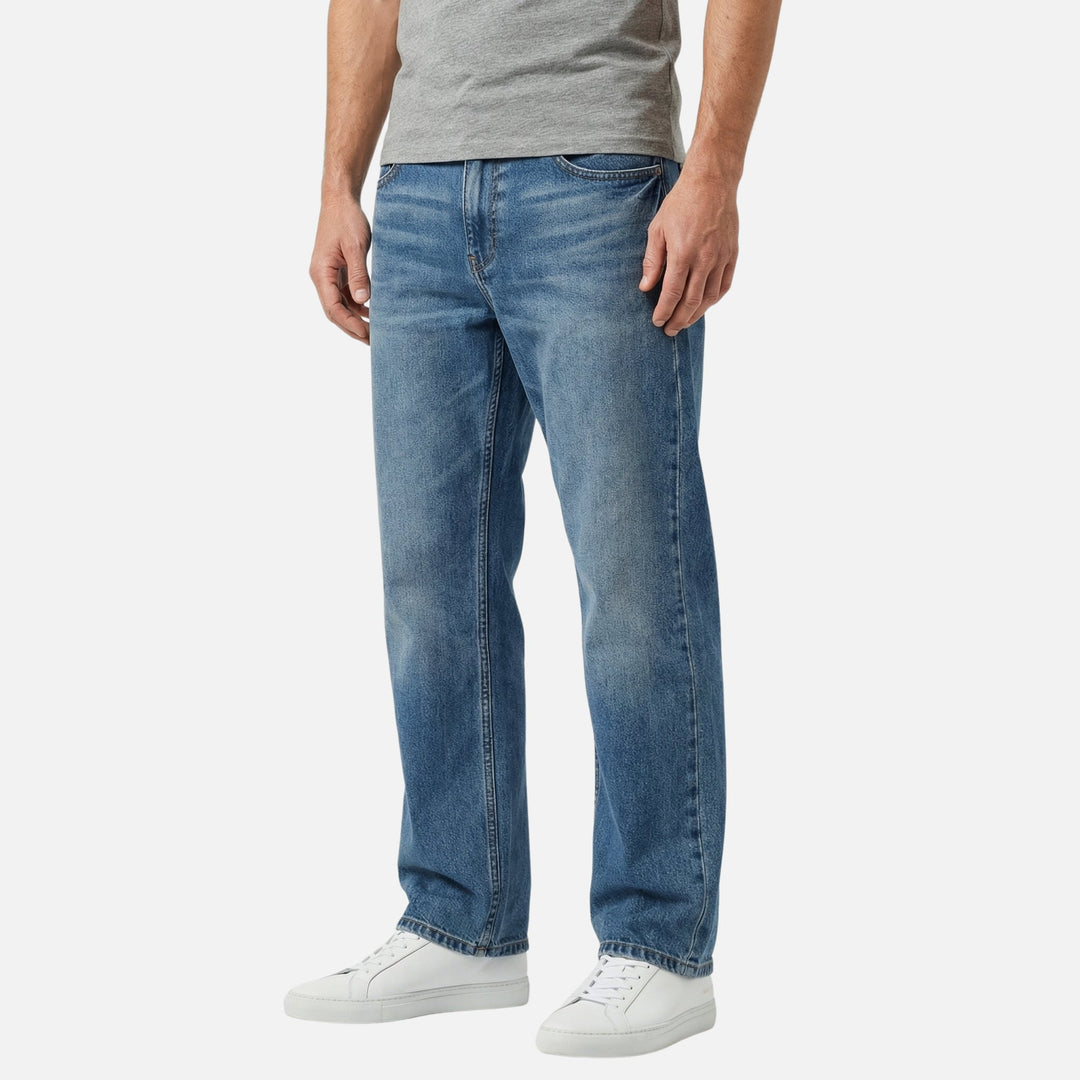 Jeans in denim a taglio dritto con lavaggio casual da uomo